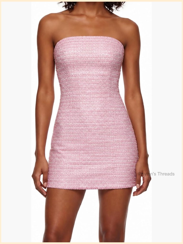 Tweed Strapless Bodycon Dress Mini Tube Party Short Dress